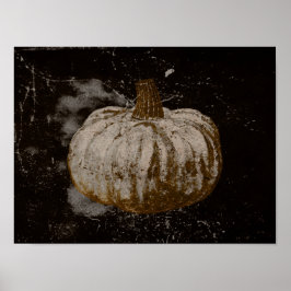 Poster Pumpkin Autumn Vintage White Sepia Textura Negra