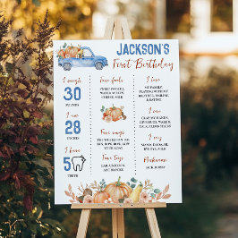 Poster Pumpkin Blue Truck primeiro aniversario Sinal de M