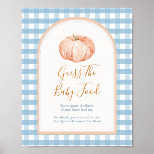 Poster Pumpkin Boho Blue Gingham Adivinha A Comida Do Beb