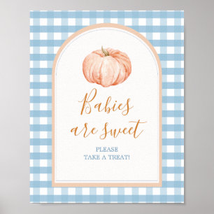 Poster Pumpkin Boho Blue Gingham Babies são sinais doces