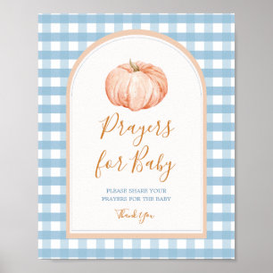 Poster Pumpkin Boho Blue Gingham Prayers para Sinais de B