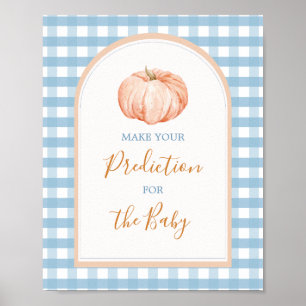 Poster Pumpkin Boho Blue Gingham Predição para Bebê