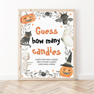 Poster Pumpkin Bonito De Halloween Adivinha Quantas Cançõ
