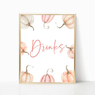 Poster Pumpkin branco cor-de-rosa Queda Autumn Bebidas Si