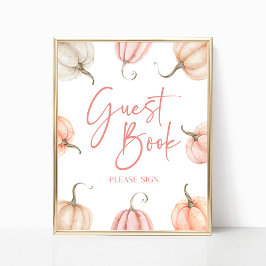 Poster Pumpkin branco rosa outono outono Sinal do livro c