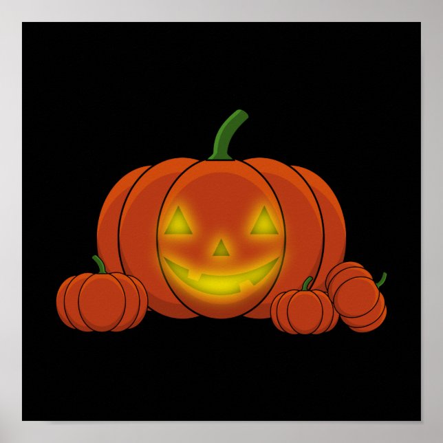Poster Pumpkin brilhante Jack-o'-Lanterna (Frente)