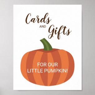 Poster Pumpkin Cards and Gifts Autumn Baby Shower Sign