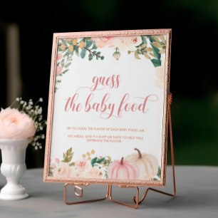 Poster Pumpkin Chá de fraldas Floral adivinha Comida bebê