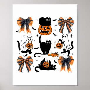 Poster Pumpkin de Arco de Halloween de Gato Negro