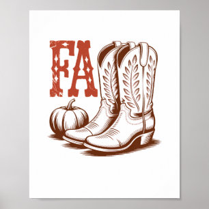 Poster Pumpkin de Cowgirl do outono