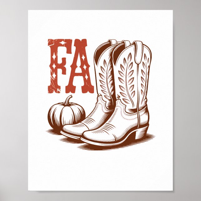 Poster Pumpkin de Cowgirl do outono (Frente)