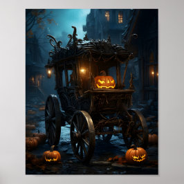 Poster Pumpkin De Laranja De Halloween Na Carruagem