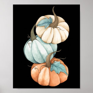 Poster Pumpkin de Pastel de Coloração Cuada da Época de o