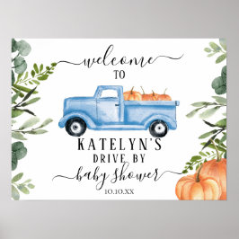 Poster Pumpkin Drive by Chá de fraldas Welcome Sign