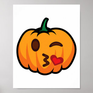 Poster Pumpkin Emoji One Eye Aberto Piscar os olhos Blow 