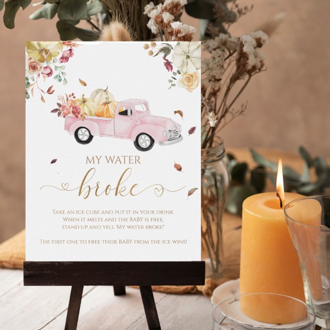 Poster Pumpkin Fall Chá de fraldas My Water Broke Game Si (Criador carregado)