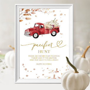 Poster Pumpkin Fall Chá de fraldas Pacifier Hunt Sinal