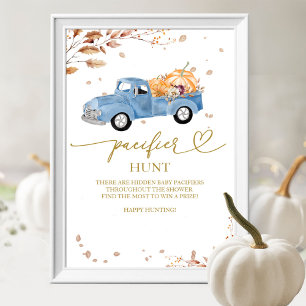 Poster Pumpkin Fall Chá de fraldas Pacifier Hunt Sinal