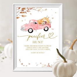 Poster Pumpkin Fall Chá de fraldas Pacifier Hunt Sinal