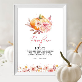 Poster Pumpkin Fall Chá de fraldas Pacifier Hunt Sinal
