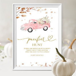 Poster Pumpkin Fall Girl Chá de fraldas Pacifier Hunt Sin