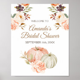 Poster Pumpkin Fall In Love Chá de panela Welcome Sinal