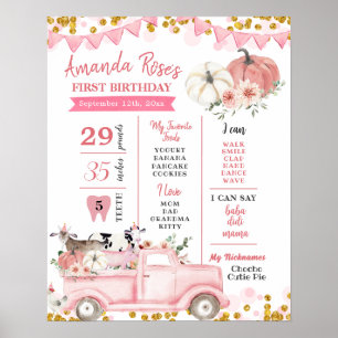 Poster Pumpkin Fazenda rosa - Primeiro Sinal de Aniversár