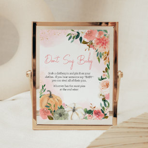 Poster Pumpkin Floral de outono rosa Não diga amor