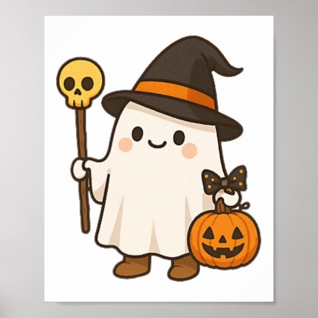 Poster Pumpkin Ghost Shirt Cute Halloween Kids (Frente)