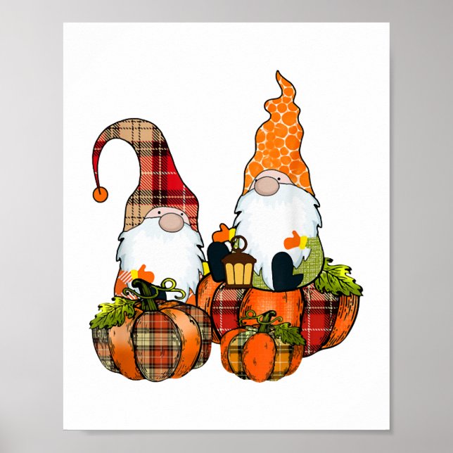 Poster Pumpkin Gnomos Queda do outono do Dia das Bruxas (Frente)