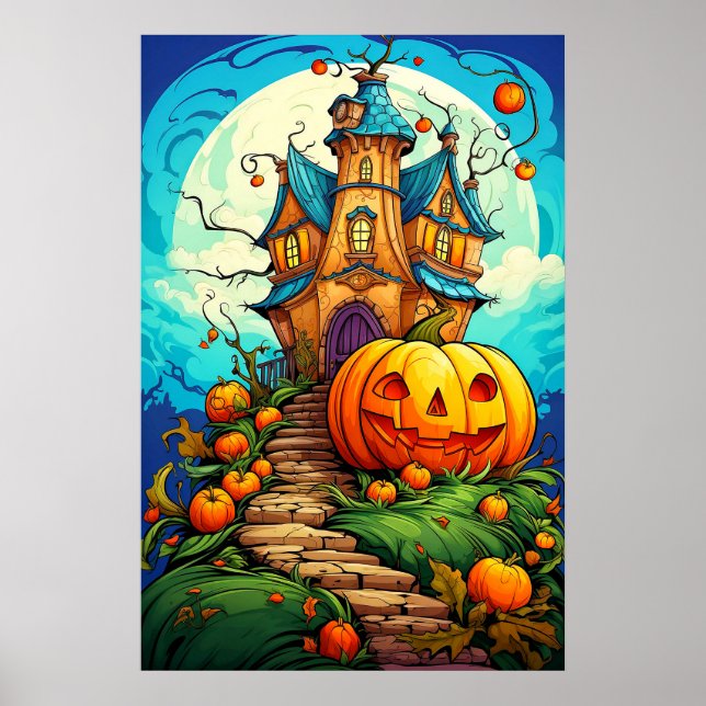 Poster Pumpkin Guardado Halloween Casa Assombrada (Frente)