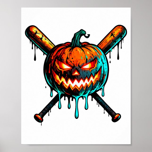 Poster Pumpkin Halloween Baseball Ice Cream Drip Soky Boy (Frente)