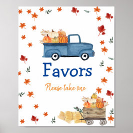 Poster Pumpkin Laranja Vintage Truck Watercolor Sinal