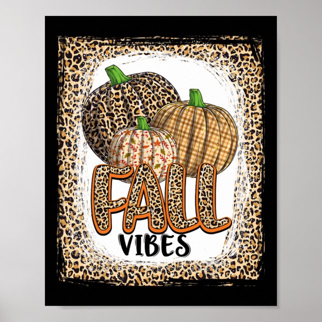 Poster Pumpkin Leopard Imprime Fall Vibes dia graças meni (Frente)
