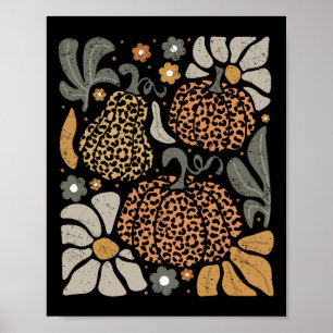 Poster Pumpkin Leopardo com Flores Boho Floral Graças