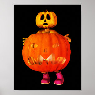 Poster Pumpkin Man with Jack O Lanterna Halloween