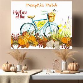 Poster Pumpkin Patch Farmhouse Cores de Queda Bicicleta