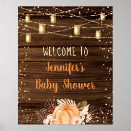 Poster Pumpkin Patch Rustic String Lights Baby Welcome