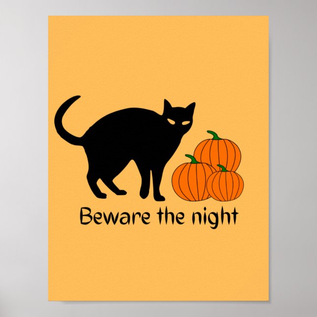 Poster Pumpkin Preto de Gato Assustado do Halloween (Frente)
