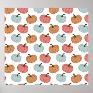 Poster Pumpkin Retro Ação de Graças Padrão Invisível