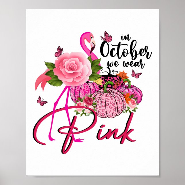 Poster Pumpkin Rosa-Flamingo Rosa Rosa Rosa Em Outubro Ve (Frente)