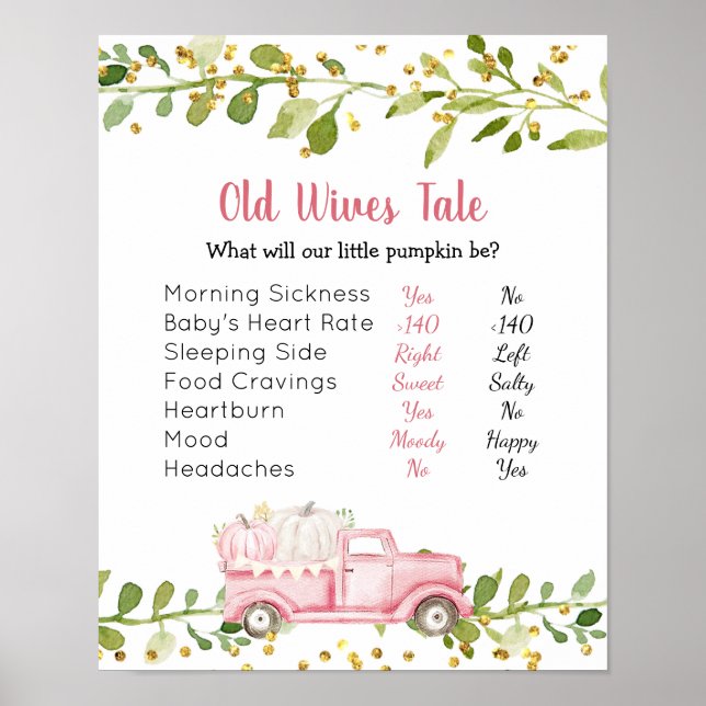 Poster Pumpkin Rosa Pumpkin Vintage Truck Velhas Esposas  (Frente)