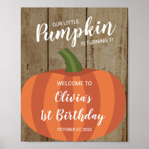 Poster Pumpkin Russo Cai Primeiro Aniversário Sinal de Bo