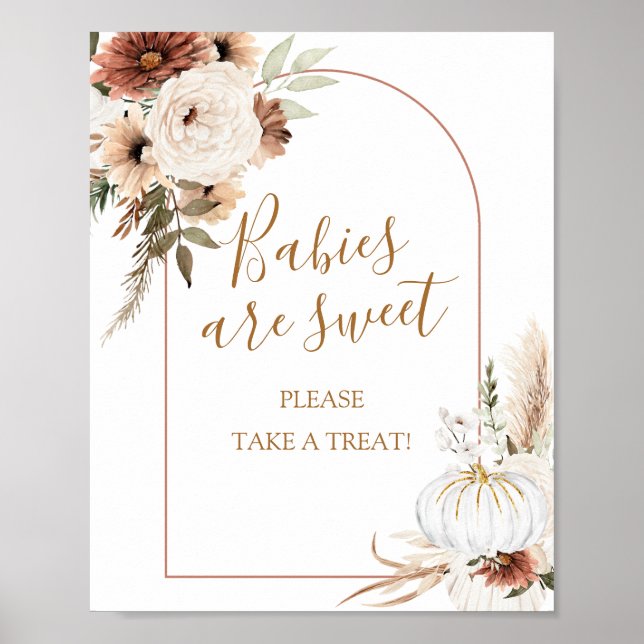 Poster Pumpkin Rustic Boho Cai no Amor Bebês são Doce (Frente)