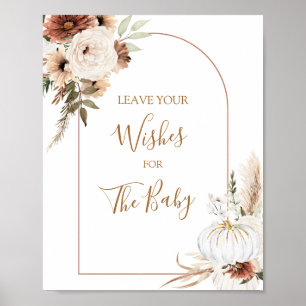 Poster Pumpkin Rustic Boho Cai no Amor Deseja Bebê