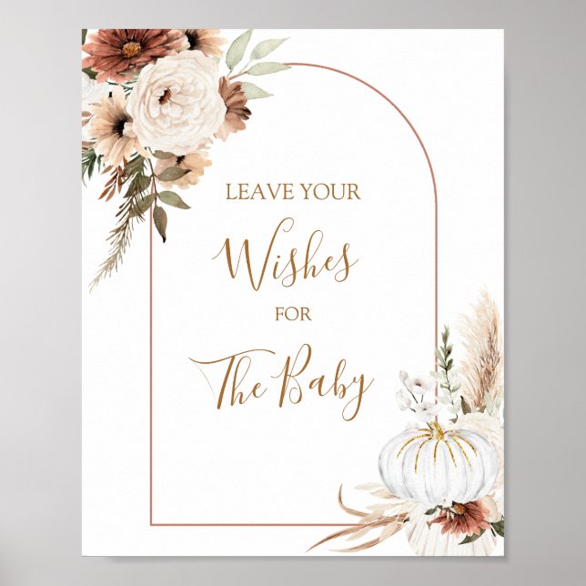 Poster Pumpkin Rustic Boho Cai no Amor Deseja Bebê (Frente)