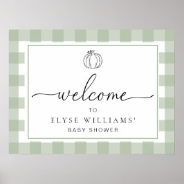 Poster Pumpkin Sage Green Gingham Welcome