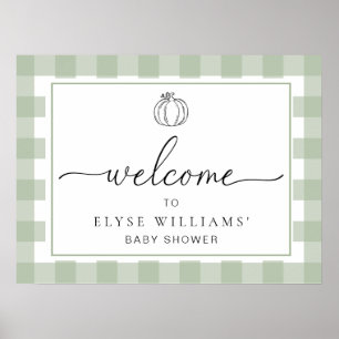 Poster Pumpkin Sage Green Gingham Welcome