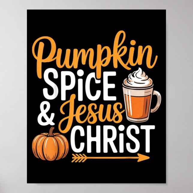 Poster Pumpkin Sce And Jesus Christ Christian Fall Autumn (Frente)