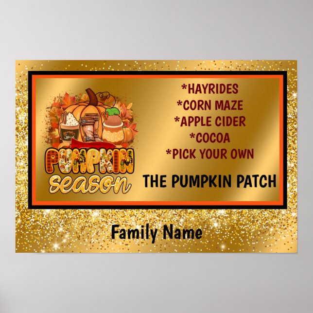 Poster Pumpkin Season Autumn Personalizar Texto e Cor (Frente)